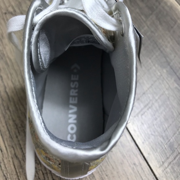 Converse Ctas HI Sequins Pure Silver Gold W AUTHEN - Picture 8 of 8